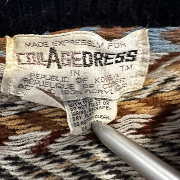 VTG 70’s College Dress Chevron Striped Cardigan. Colorful. Pockets Small. - Picture 6 of 15